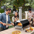 Four à Pizza Extérieur en Acier Inoxydable avec Pierre à Pizza de 30,5cm Four à Bois pour Pizza avec Pelle Pare-feu Pieds Pliables