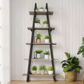 5 Tier Bookshelf, Tall Bookcase Shelf, Industrial Ladder Bookshelf, Open Standing Display Shelves for Bedroom, Living Room and Office