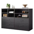 4 Drawers Dresser with 6 Open Cubbies, Adjustable Shelves, for Living Room,yModern Chest of Drawers