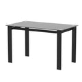 Okak 52IN Modern Dining Table with Glass Tabletop, Multifunction Kitchen Table, Dining Room Table for Living Room, Kitchen, Black