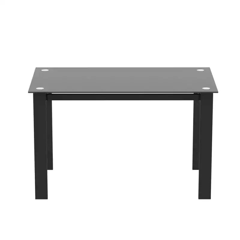 Okak 52IN Modern Dining Table with Glass Tabletop, Multifunction Kitchen Table, Dining Room Table for Living Room, Kitchen, Black