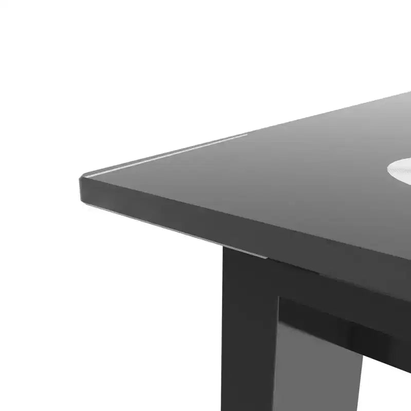 Okak 52IN Modern Dining Table with Glass Tabletop, Multifunction Kitchen Table, Dining Room Table for Living Room, Kitchen, Black