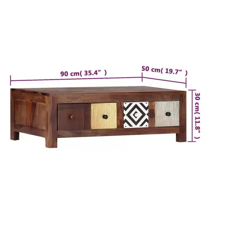 vidaXL Coffee Table Brown with multicolored drawer fronts