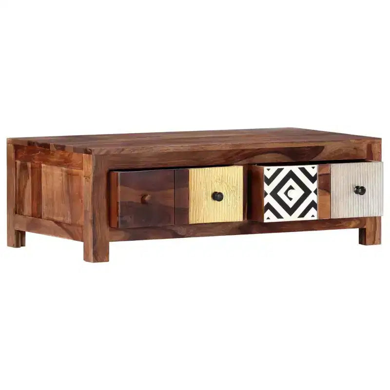 vidaXL Coffee Table Brown with multicolored drawer fronts