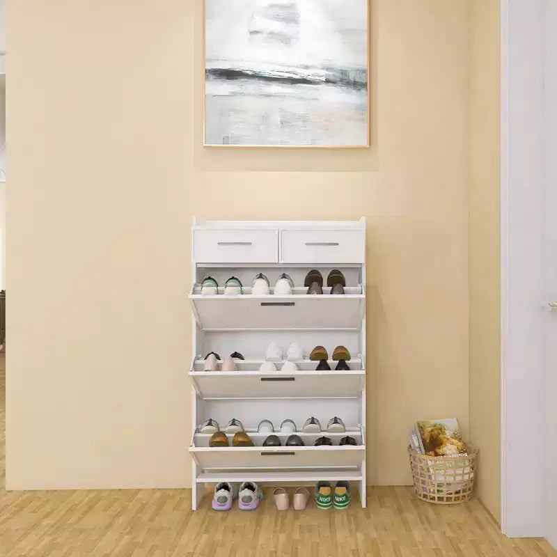 Metal Entryway Shoe Bench Rack w/ Storage Shelf - Mudroom & Foyer Organization for 12 Pairs