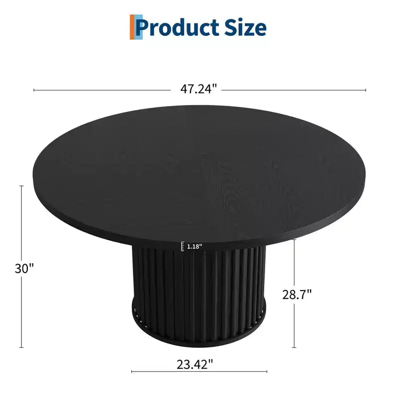 COZONY 47 Round Dining Table for 4-6, Farmhouse Kitchen Table with Sturdy Waveform Metal Pedestal Base, Ideal for Dining Room & Kitchen