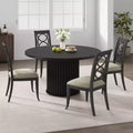 COZONY 47 Round Dining Table for 4-6, Farmhouse Kitchen Table with Sturdy Waveform Metal Pedestal Base, Ideal for Dining Room & Kitchen
