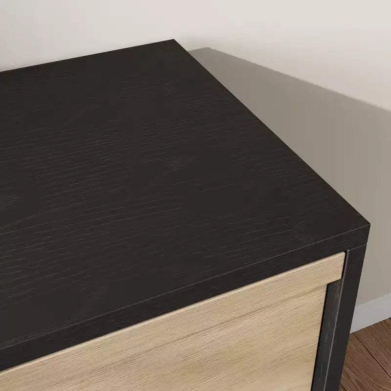 Modern double dressing table with six drawers, wooden storage cabinet, ample storage space, suitable for living rooms, nurseries and hallways.
