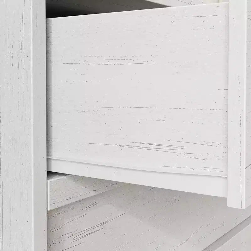 Modern double dressing table with six drawers, wooden storage cabinet, ample storage space, suitable for living rooms, nurseries and hallways.