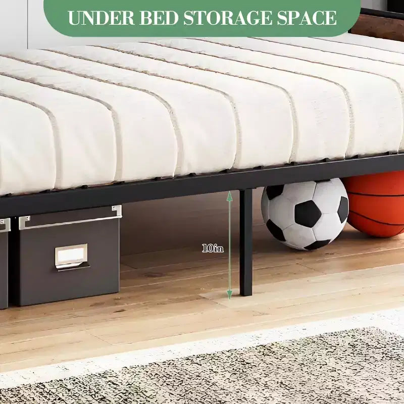 Metal bunk bed, convertible into two single bed frames, heavy-duty industrial bunk bed with safety rails, for back-to-school sales, bunk bed.