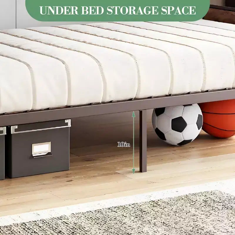 Metal bunk bed, convertible into two single bed frames, heavy-duty industrial bunk bed with safety rails, for back-to-school sales, bunk bed.
