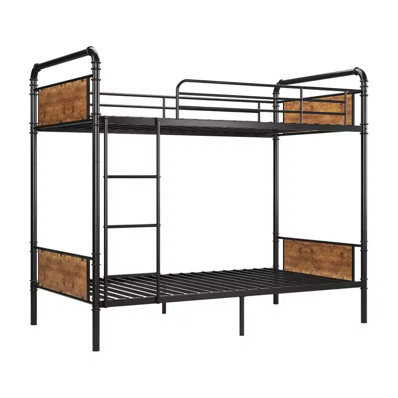 Metal bunk bed, convertible into two single bed frames, heavy-duty industrial bunk bed with safety rails, for back-to-school sales, bunk bed.