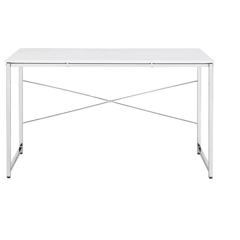 Okak 47IN Modern Standing Desk with Chrome Metal Frame, Office Desk with Reinforced Design, Computer Desk for Living Room, Office