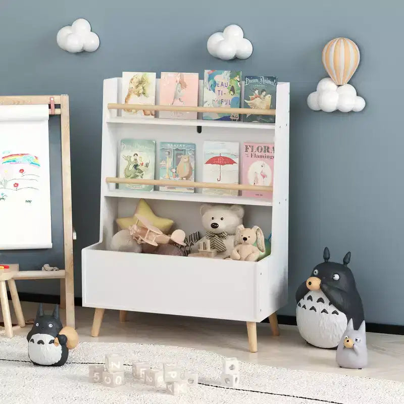 Whisen Kids Bookshelf, Book and Magazine Rack, Book Organizer, toy Storage Cabinet Organizer - White