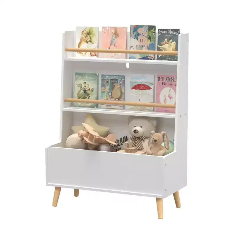 Whisen Kids Bookshelf, Book and Magazine Rack, Book Organizer, toy Storage Cabinet Organizer - White