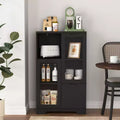 MDF painted Cabinet with Glass Doors and drawer, open storage space, Black ,Bedroom, Living room