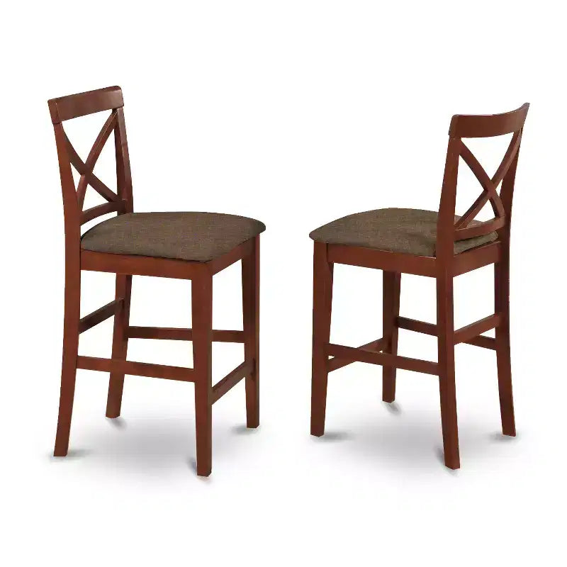 HomeStock 41.5 in.H Brown Finish High Back Wooden Counter Barstool in Rectangle Shape with Polyster Unupholstered