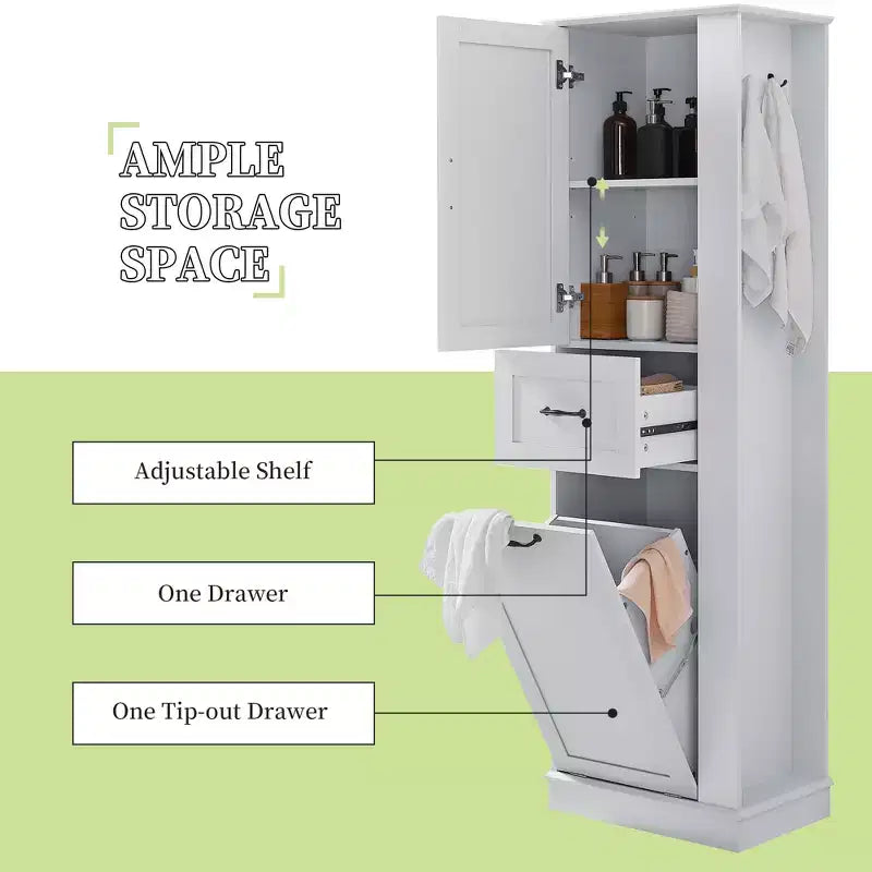 GDFStudio Finn Modern Tall Storage Cabinet with Tilt-Out Compartment and Adjustable Shelves
