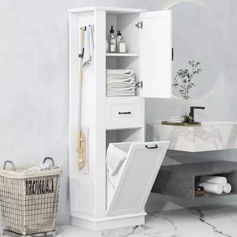 GDFStudio Finn Modern Tall Storage Cabinet with Tilt-Out Compartment and Adjustable Shelves