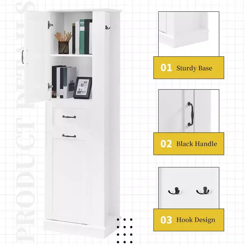 GDFStudio Finn Modern Tall Storage Cabinet with Tilt-Out Compartment and Adjustable Shelves