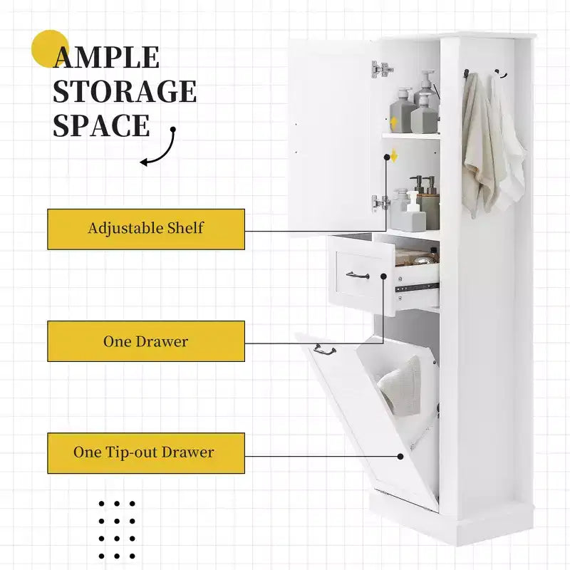 GDFStudio Finn Modern Tall Storage Cabinet with Tilt-Out Compartment and Adjustable Shelves