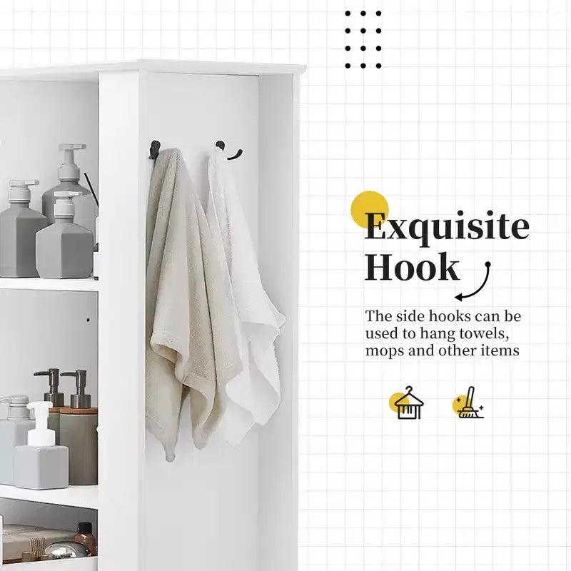 GDFStudio Finn Modern Tall Storage Cabinet with Tilt-Out Compartment and Adjustable Shelves