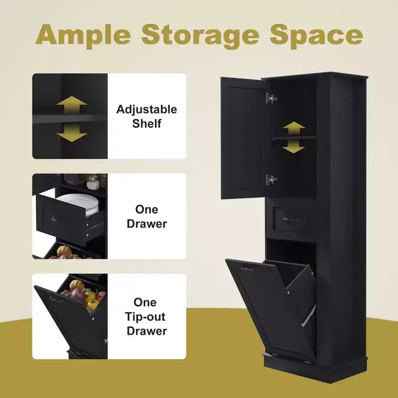 GDFStudio Finn Modern Tall Storage Cabinet with Tilt-Out Compartment and Adjustable Shelves