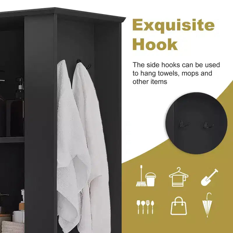GDFStudio Finn Modern Tall Storage Cabinet with Tilt-Out Compartment and Adjustable Shelves