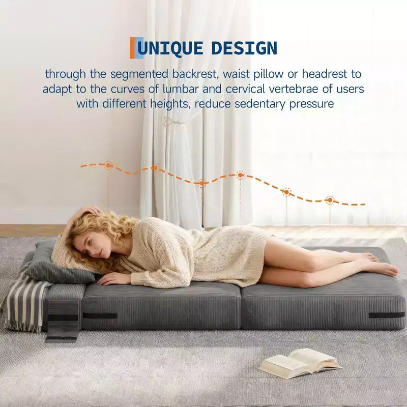 Coolmee Folding Sofa Bed, Chair Bed, Convertible Sleeper, Fold Out Loveseat Sofa Couch with Pillow, Tufted Floor Lounge for Living Room, Bedroom