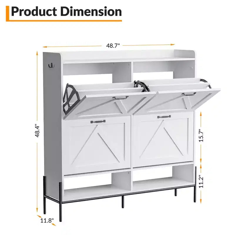Shoe Cabinet - 4-Tier Flip-Top Drawers, Entryway Footwear Storage, Concealed Independent Shoe Rack, Living Room Open Shelving