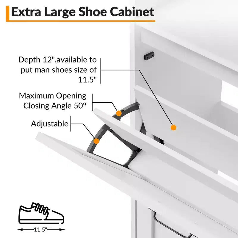 Shoe Cabinet - 4-Tier Flip-Top Drawers, Entryway Footwear Storage, Concealed Independent Shoe Rack, Living Room Open Shelving