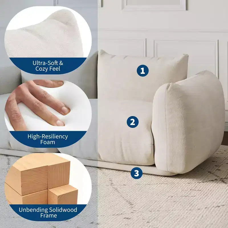GustoWave Mid-Century Modern Chenille Loveseat Sofa - 58 Cloud Couch with High Resilience Sponge for Small Spaces, Apartment Living