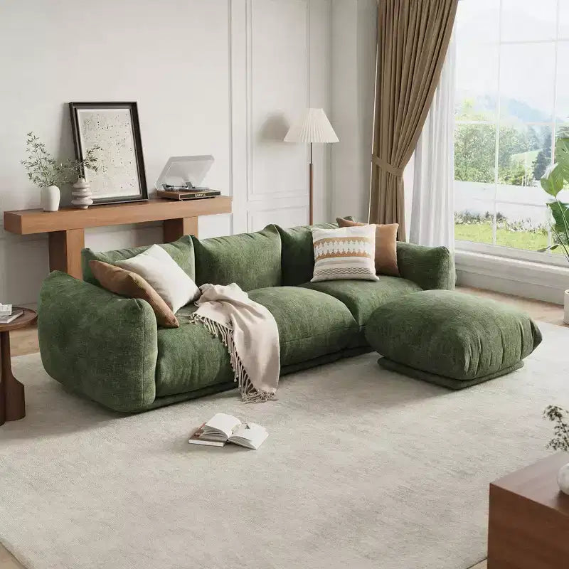 GustoWave Mid-Century Modern Chenille Loveseat Sofa - 58 Cloud Couch with High Resilience Sponge for Small Spaces, Apartment Living