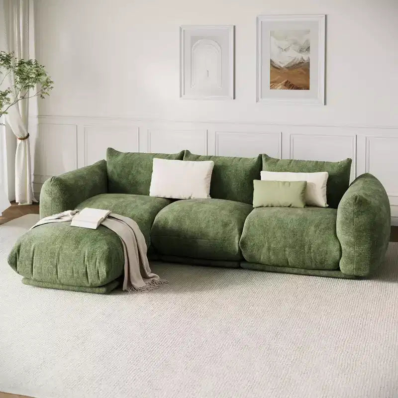 GustoWave Mid-Century Modern Chenille Loveseat Sofa - 58 Cloud Couch with High Resilience Sponge for Small Spaces, Apartment Living