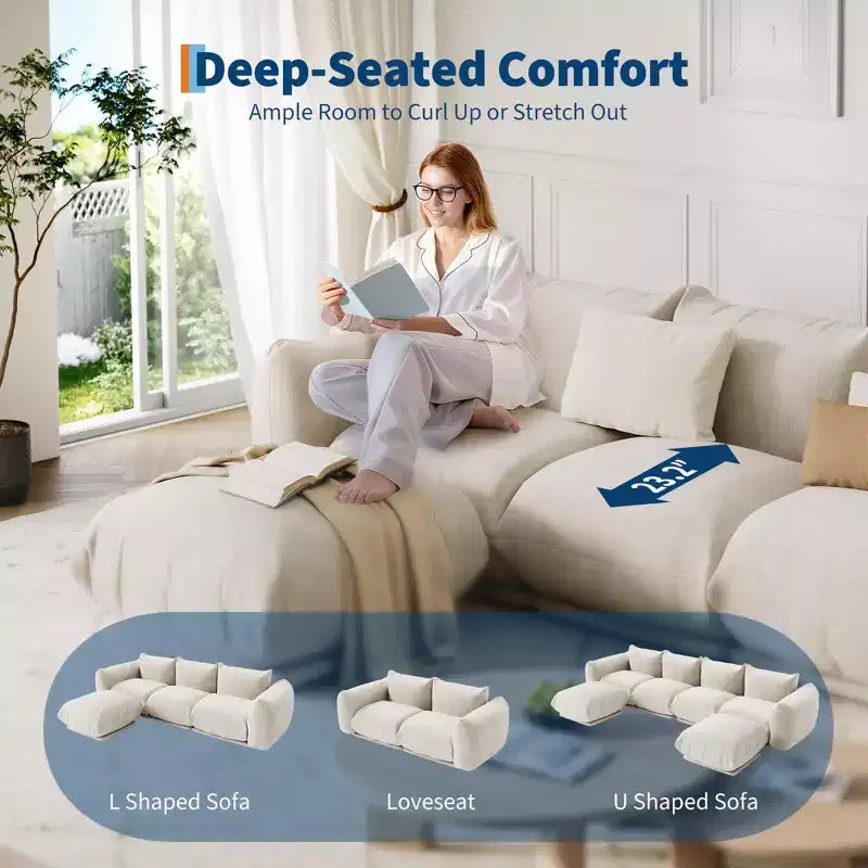GustoWave Mid-Century Modern Chenille Loveseat Sofa - 58 Cloud Couch with High Resilience Sponge for Small Spaces, Apartment Living