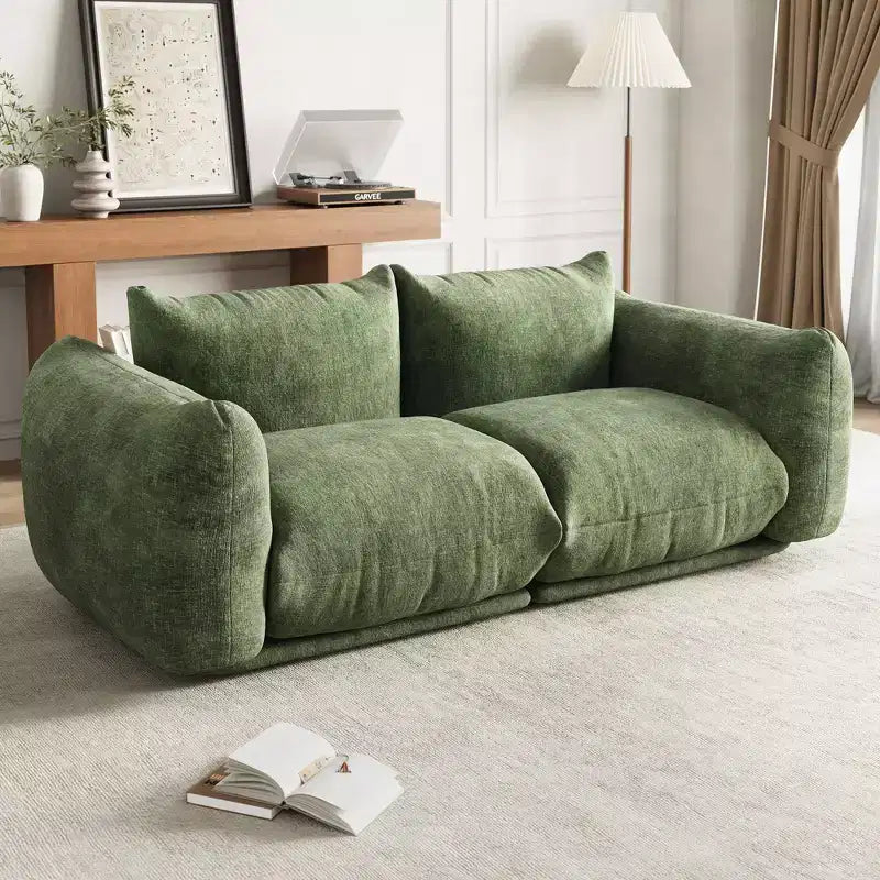 GustoWave Mid-Century Modern Chenille Loveseat Sofa - 58 Cloud Couch with High Resilience Sponge for Small Spaces, Apartment Living