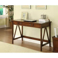 HomeStock 37 in.H Brown Color Wood Writing Desks with Open Storage Shelf