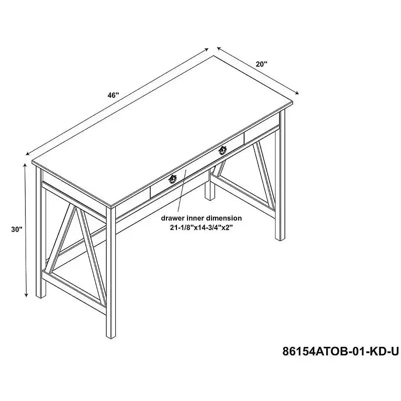 HomeStock 37 in.H Brown Color Wood Writing Desks with Open Storage Shelf