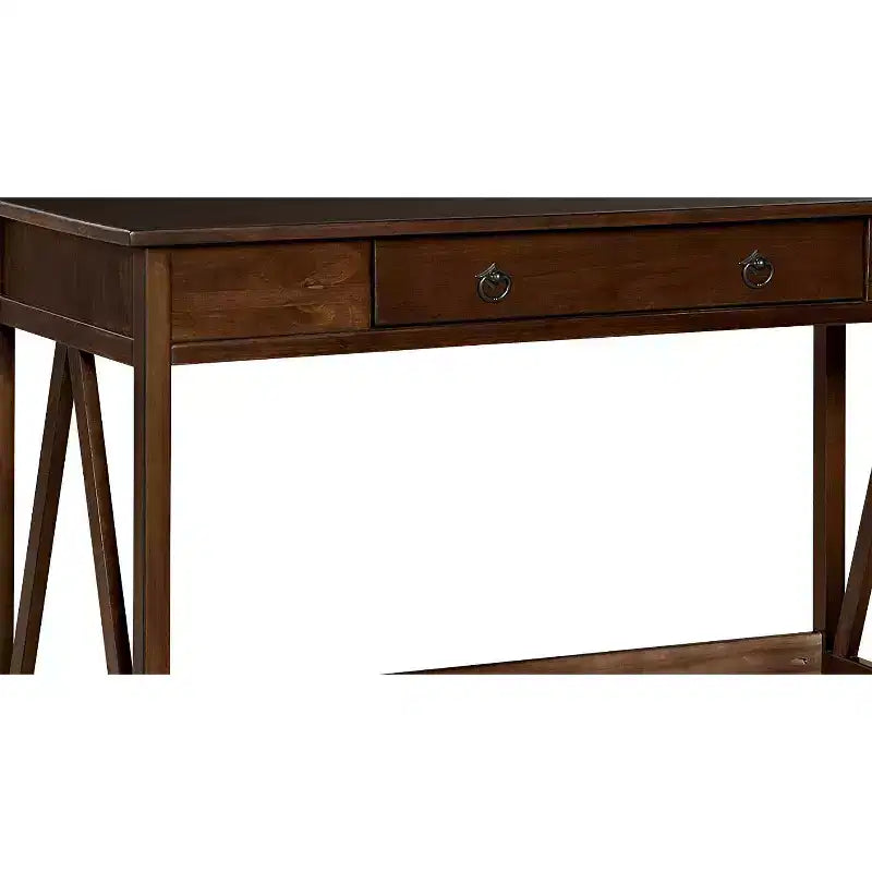 HomeStock 37 in.H Brown Color Wood Writing Desks with Open Storage Shelf