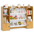 Costway Kids Toy Storage and Bookshelf with 8 Boxes Open Shelves & 2 Single-door Cabinets White/Gray/Beige/Pink