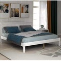 FAMYYT Full Size Platform Bed With Headboard, Easy Assembly, White