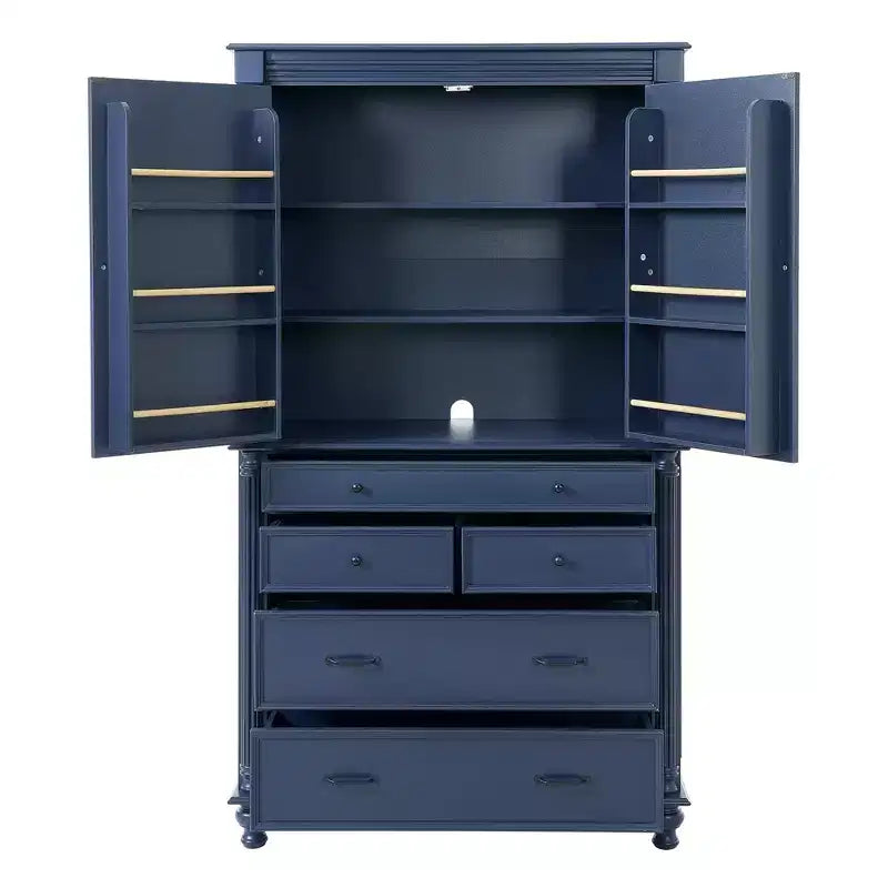 Farmhouse Kitchen Pantry Cabinet with Hutch, Tall Kitchen Storage Cabinet with 6 Door Shelves and Drawers, Freestanding Cupboard with Shelf