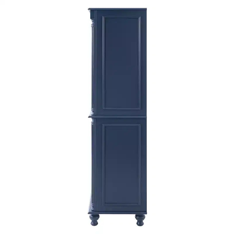 Farmhouse Kitchen Pantry Cabinet with Hutch, Tall Kitchen Storage Cabinet with 6 Door Shelves and Drawers, Freestanding Cupboard with Shelf