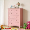 GustoWave Modern Tall 5 Drawer Dresser with Deep Drawers for Bedroom, Entryway, Hallway, Pink