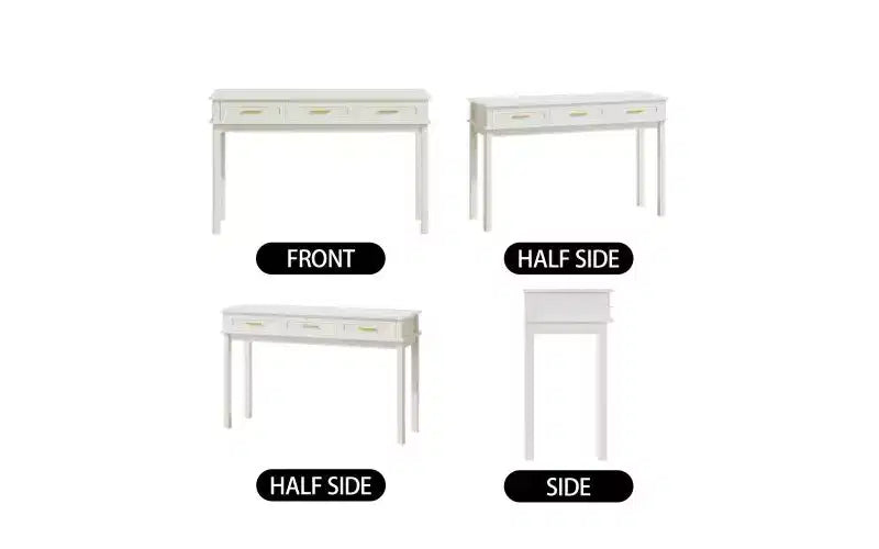 Cream White Vanity Desk with 3 Drawers, Modern Makeup Table or Writing Desk for Bedroom