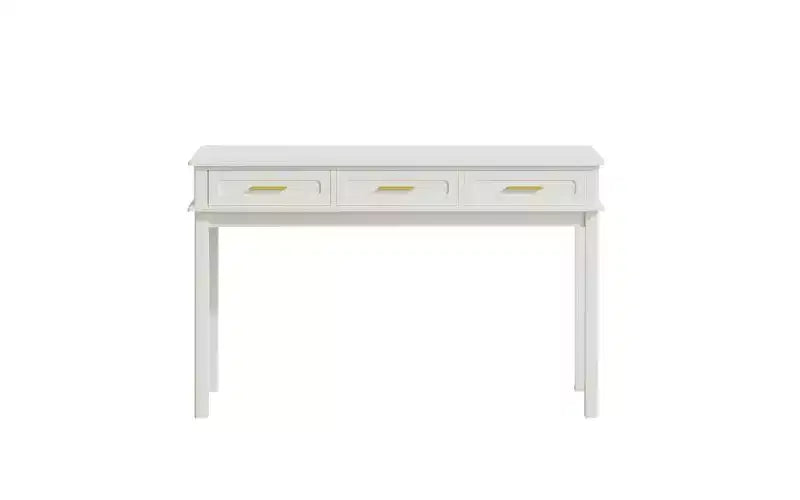 Cream White Vanity Desk with 3 Drawers, Modern Makeup Table or Writing Desk for Bedroom