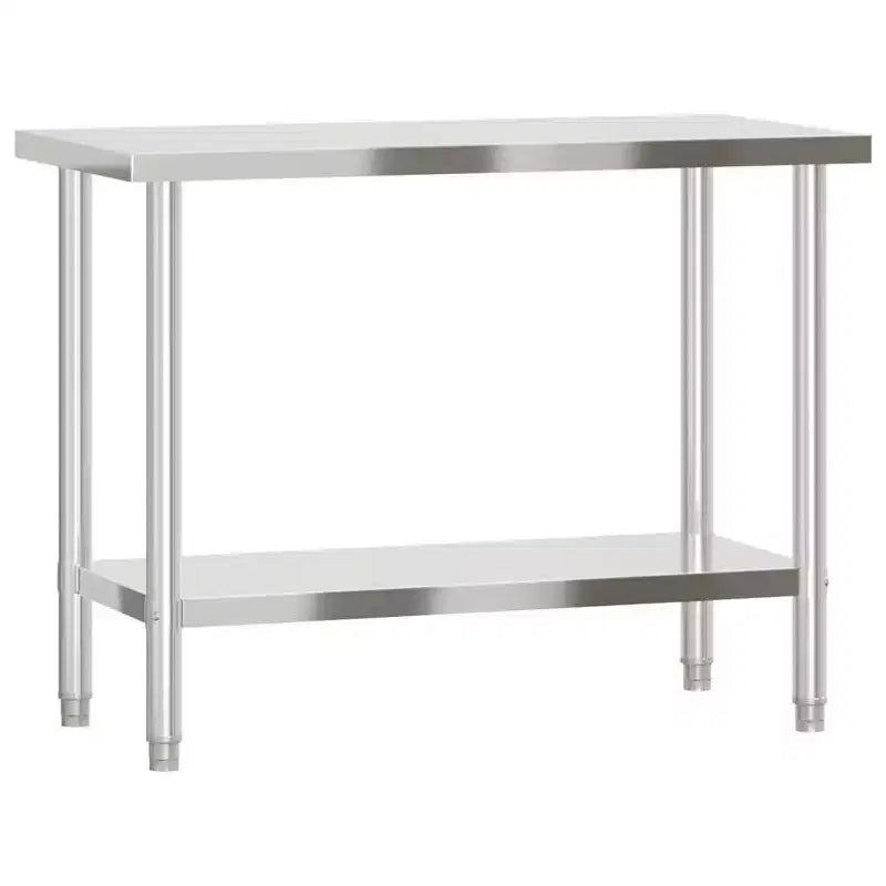 vidaXL Kitchen Work Table with Wheels 43.3x21.7x33.5 Stainless Steel