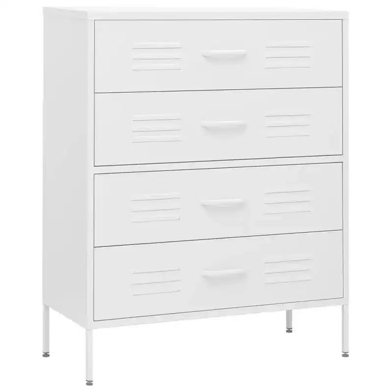 vidaXL Chest Of Drawers White Steel 31.5 x 13.8 x 40.0 in