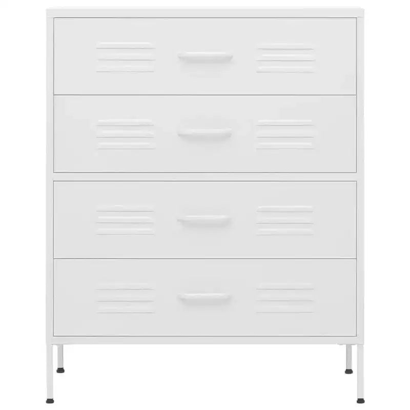 vidaXL Chest Of Drawers White Steel 31.5 x 13.8 x 40.0 in