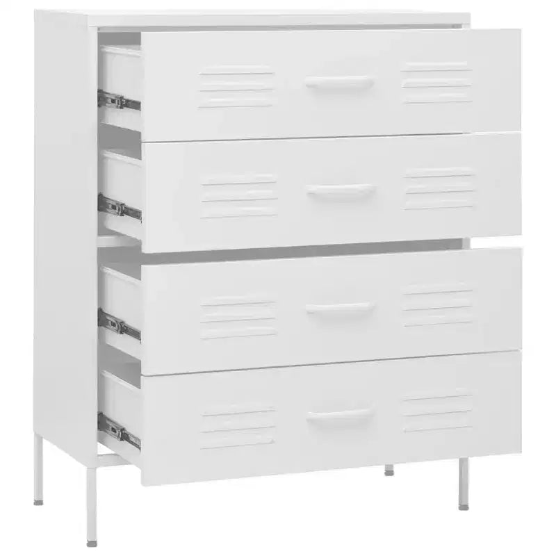 vidaXL Chest Of Drawers White Steel 31.5 x 13.8 x 40.0 in